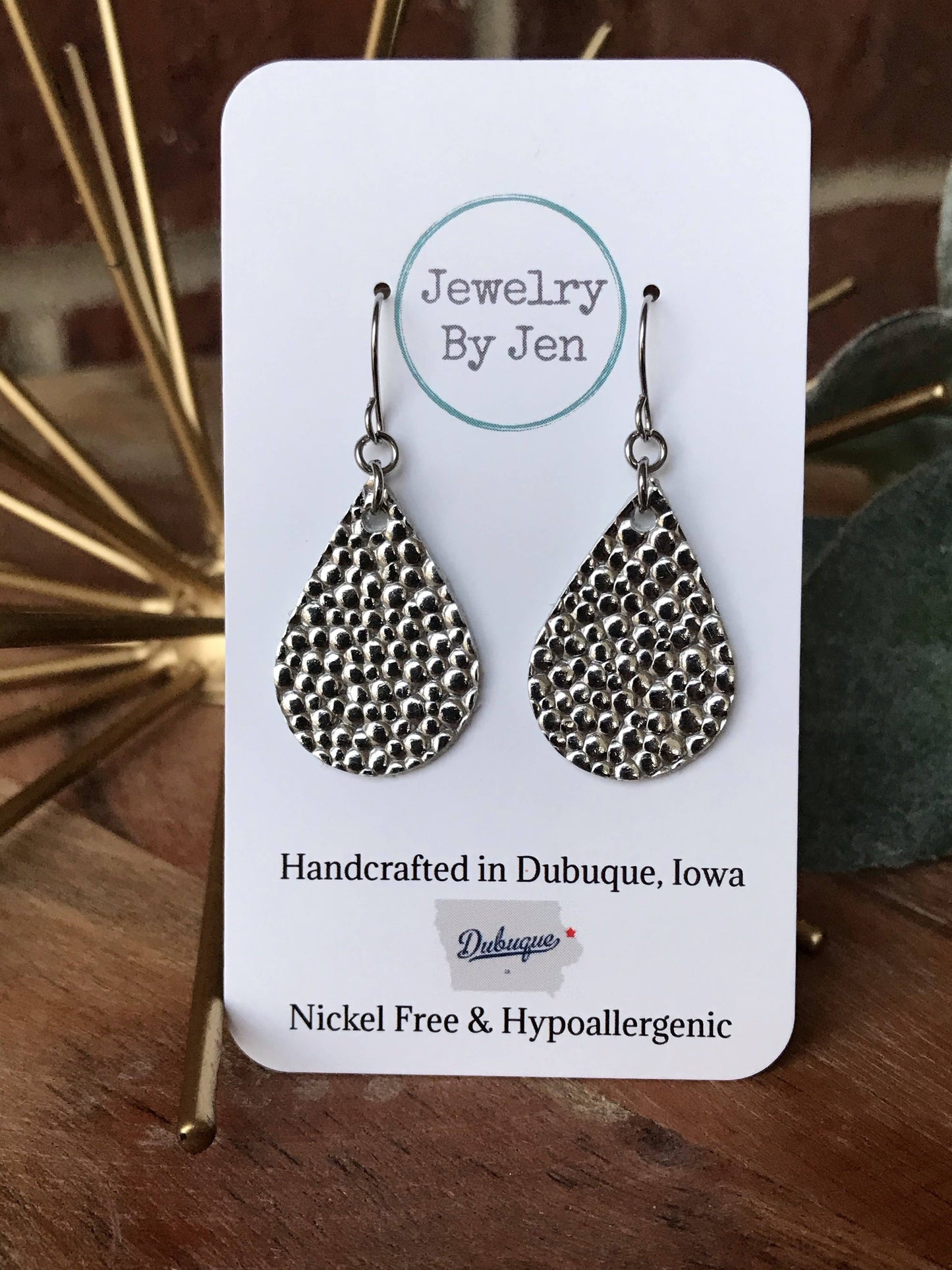 Small Teardrop Earrings: Bumpy Silver