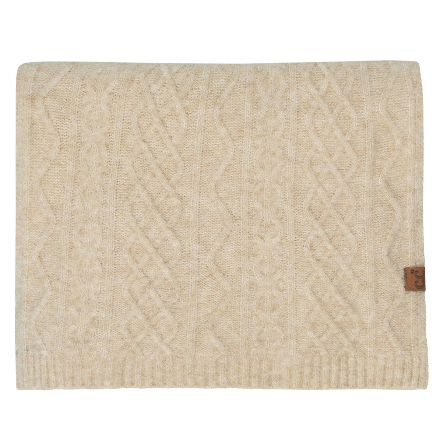 C.C Solid Cable Knit Winter Oblong Scarf