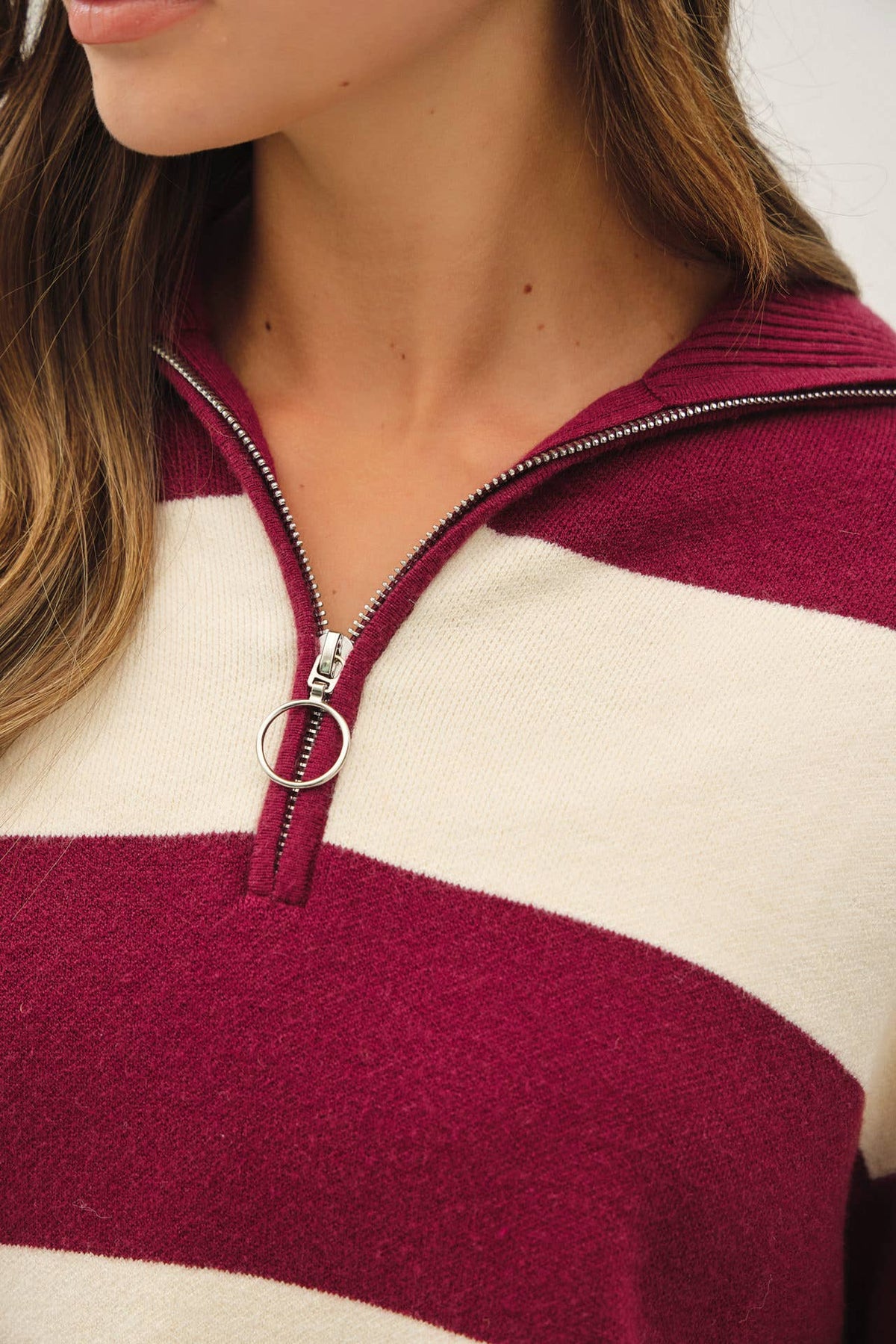 Rugby Striped Quarter Zip Sweater
