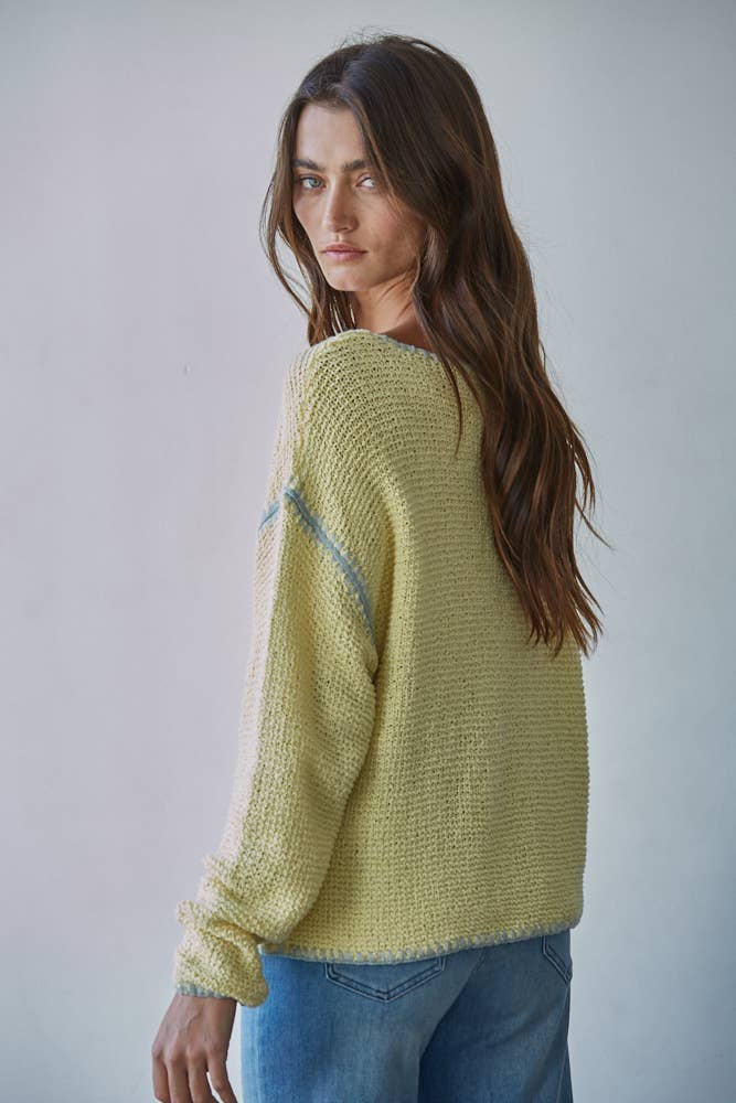 Knit Sweater Cotton Stitch Detail Pullover by By Together