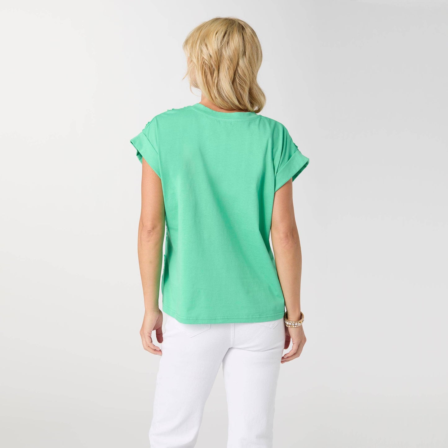 Reese Cap Sleeve Floral Applique Top