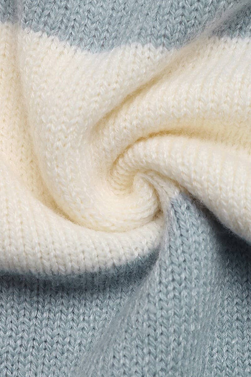 Striped Hooded Zip-up Sweater