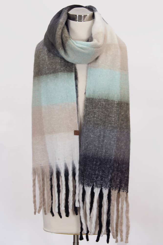C.C Multi Color Block Plaid Check Pattern Woven Winter Scarf