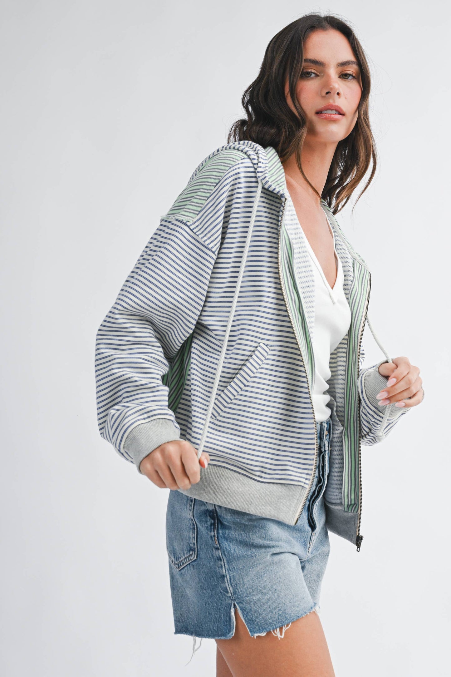 Striped Zip Hoodie