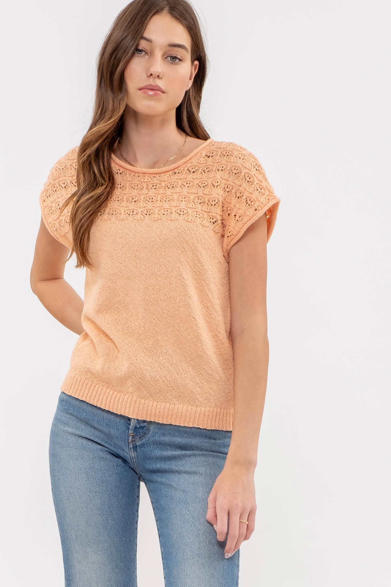 Eyelet Sweater Knit Top