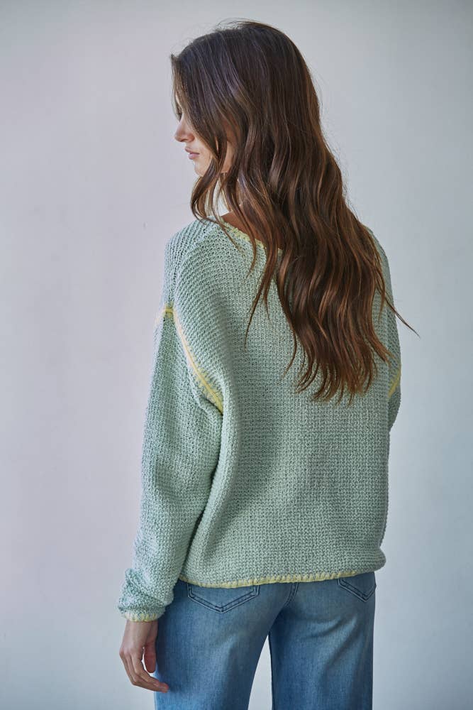 Knit Sweater Cotton Stitch Detail Pullover by By Together