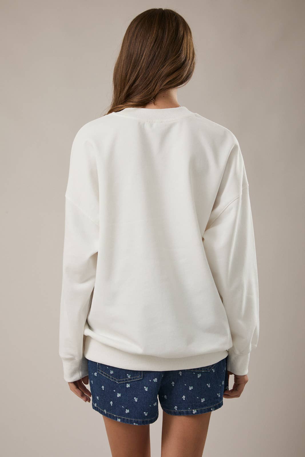 LONG SLEEVE CREW NECK BOAT PATCHWORK PRINTED SWEATSHIRT