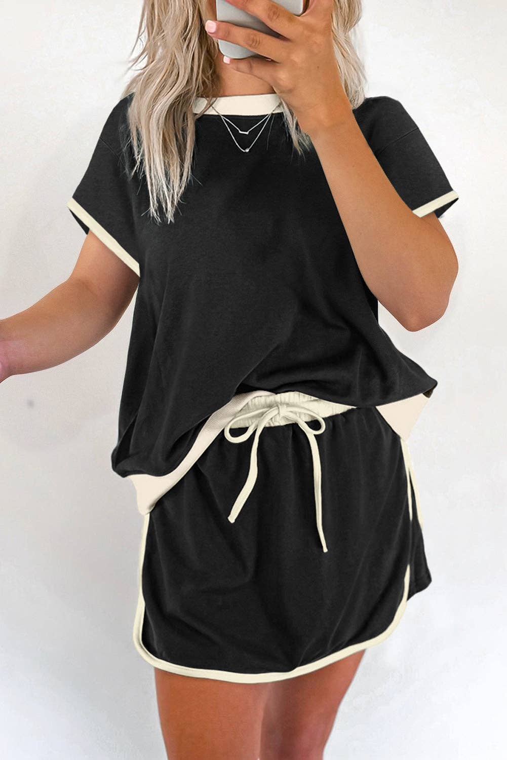 Black/Cream Short Set