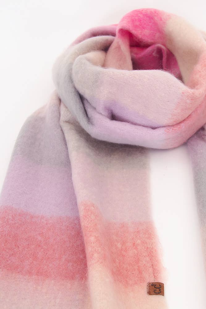 C.C Multi Color Block Plaid Check Pattern Woven Winter Scarf