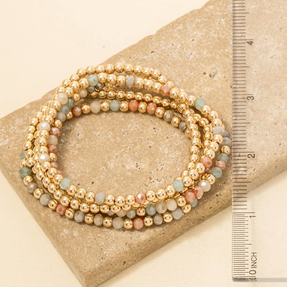 Metallic And Faceted Beaded Bracelet Set