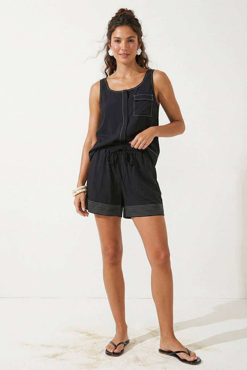 Contrast Stitch Pull-on Shorts