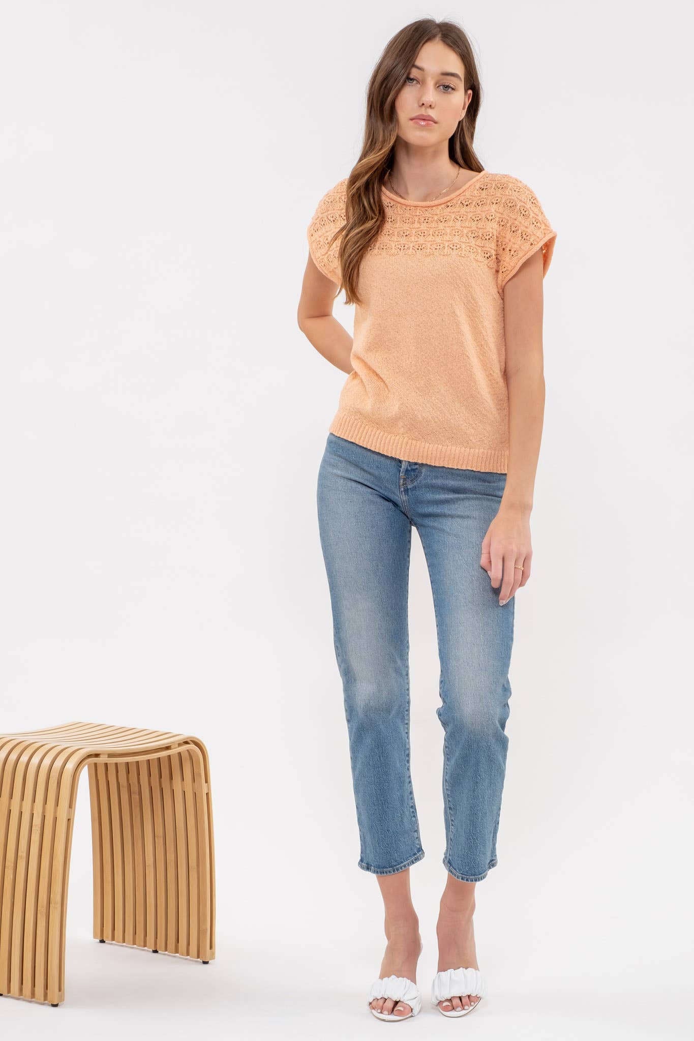 Eyelet Sweater Knit Top