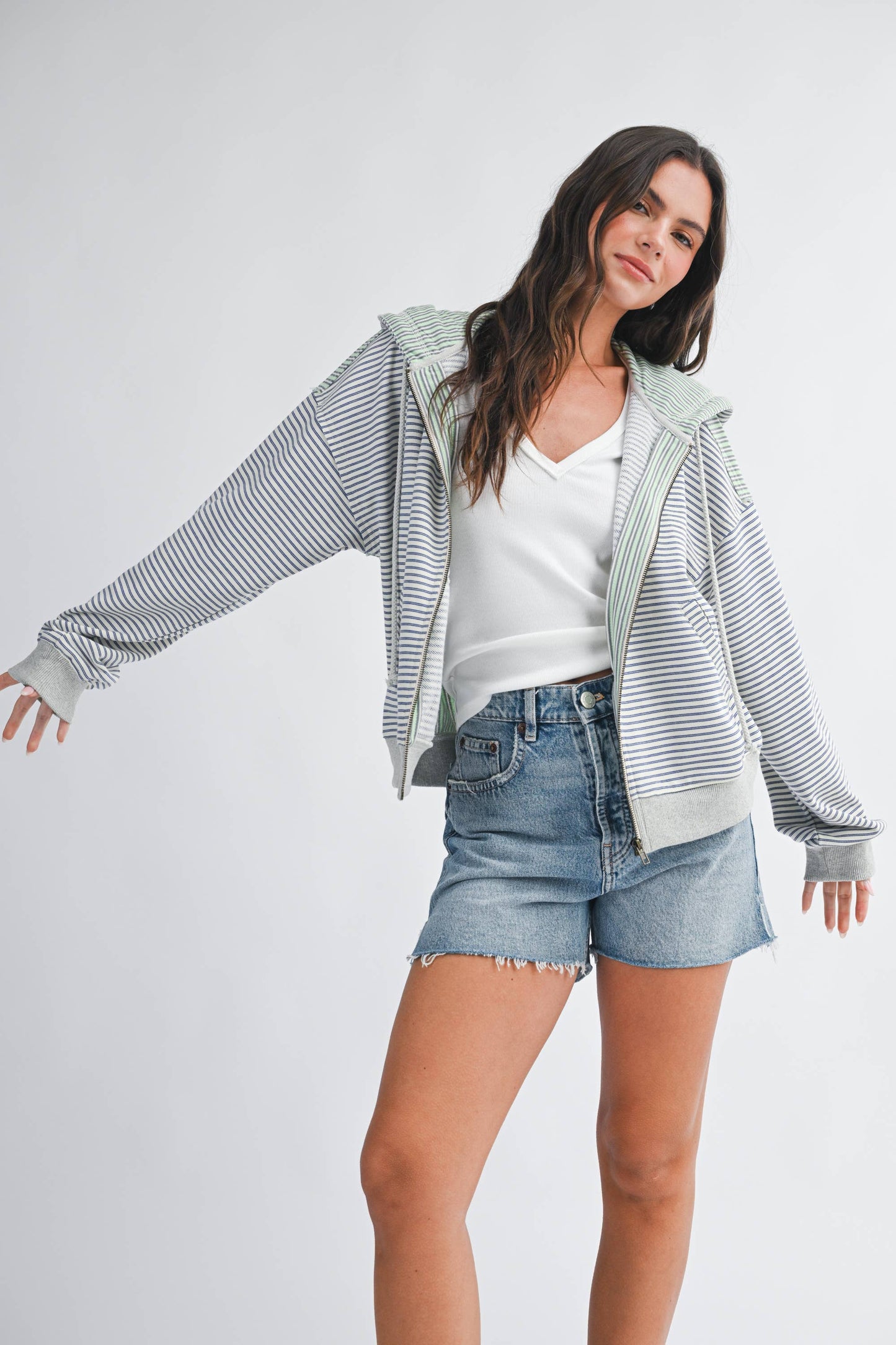Striped Zip Hoodie