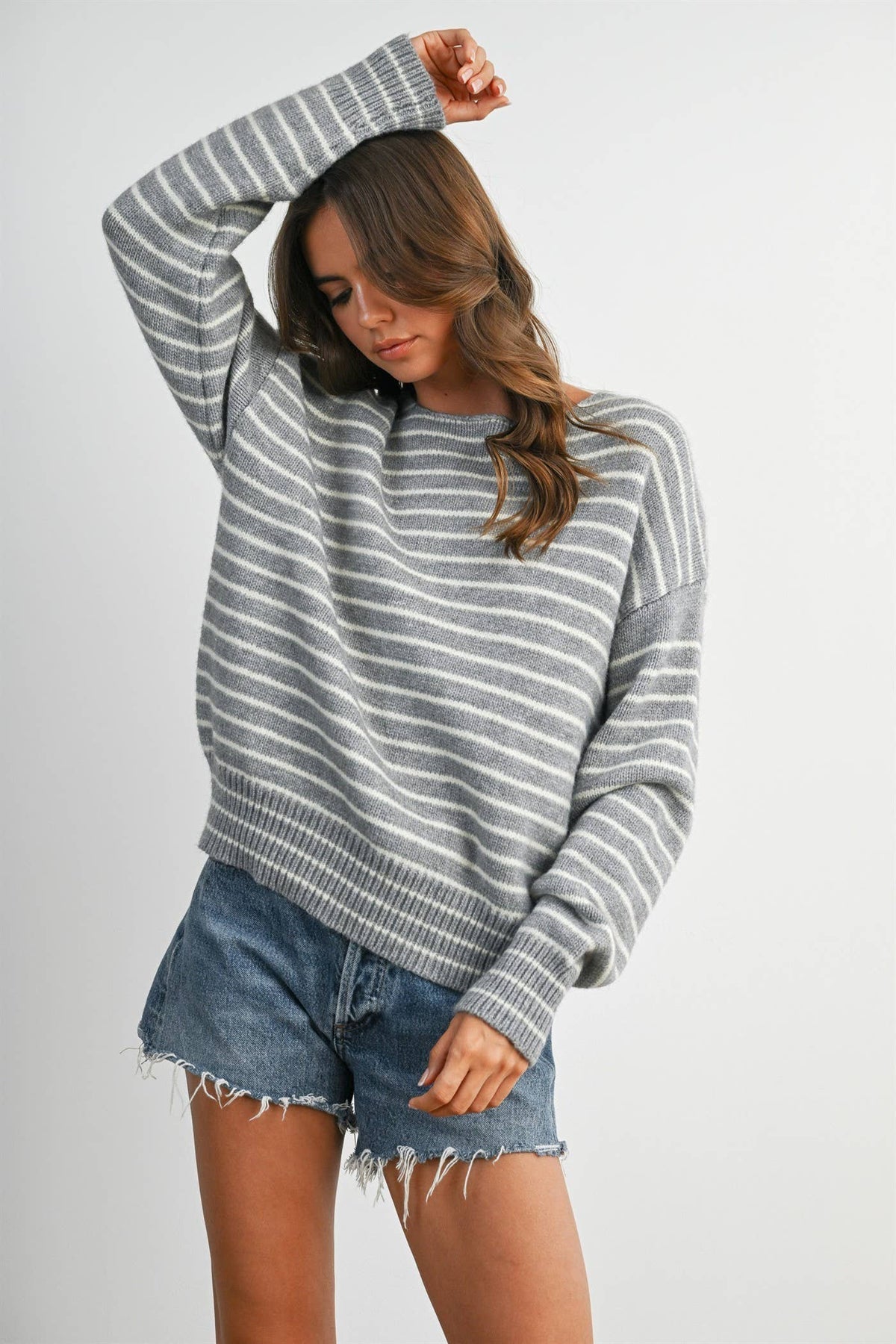 Cloud Stripe Crewneck Gray