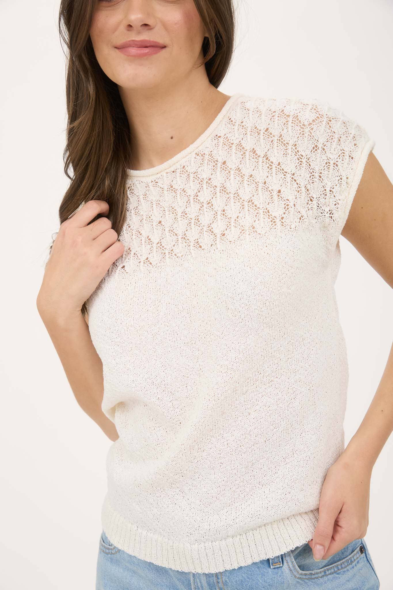 Eyelet Sweater Knit Top