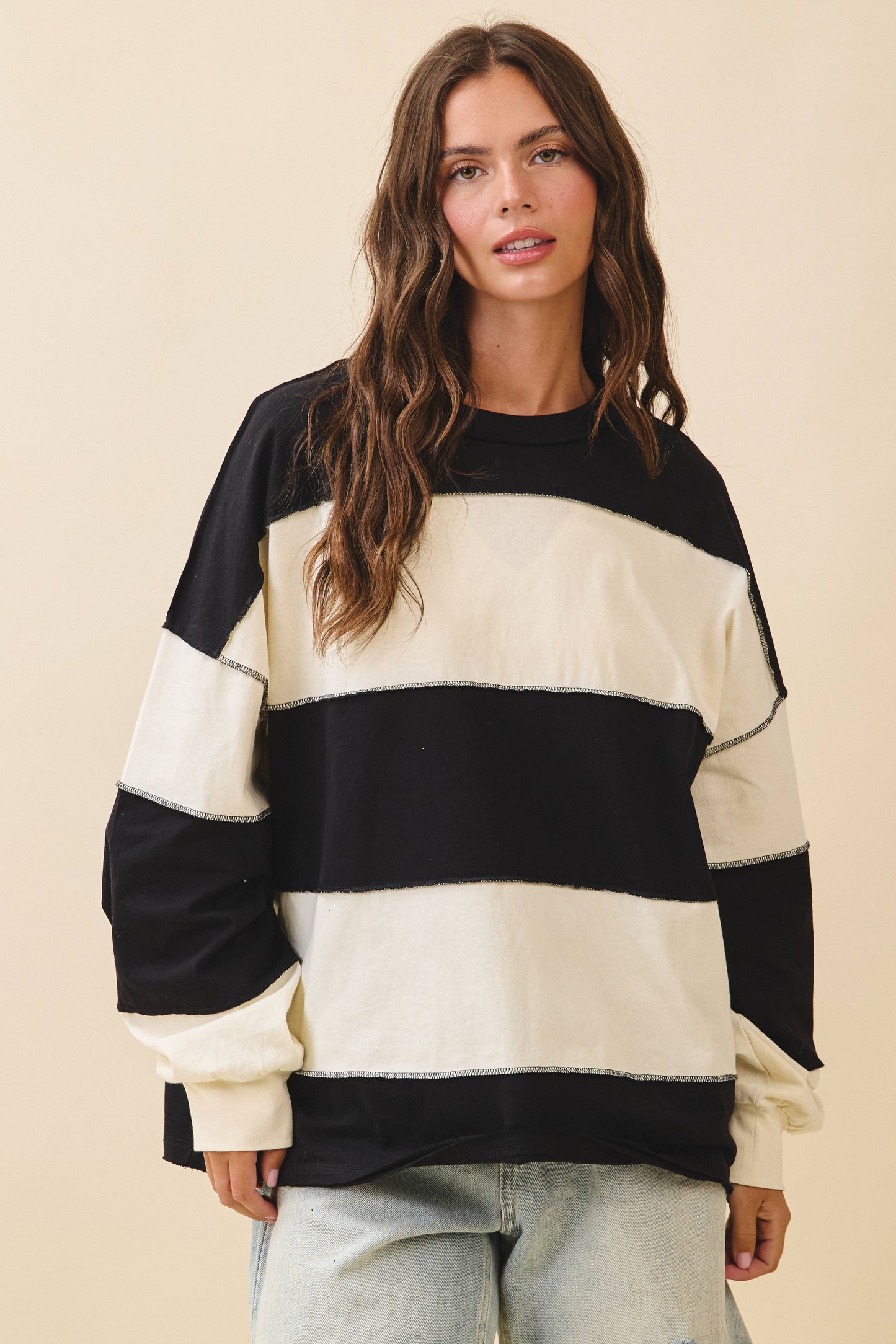 Oversized Color Block Pullover