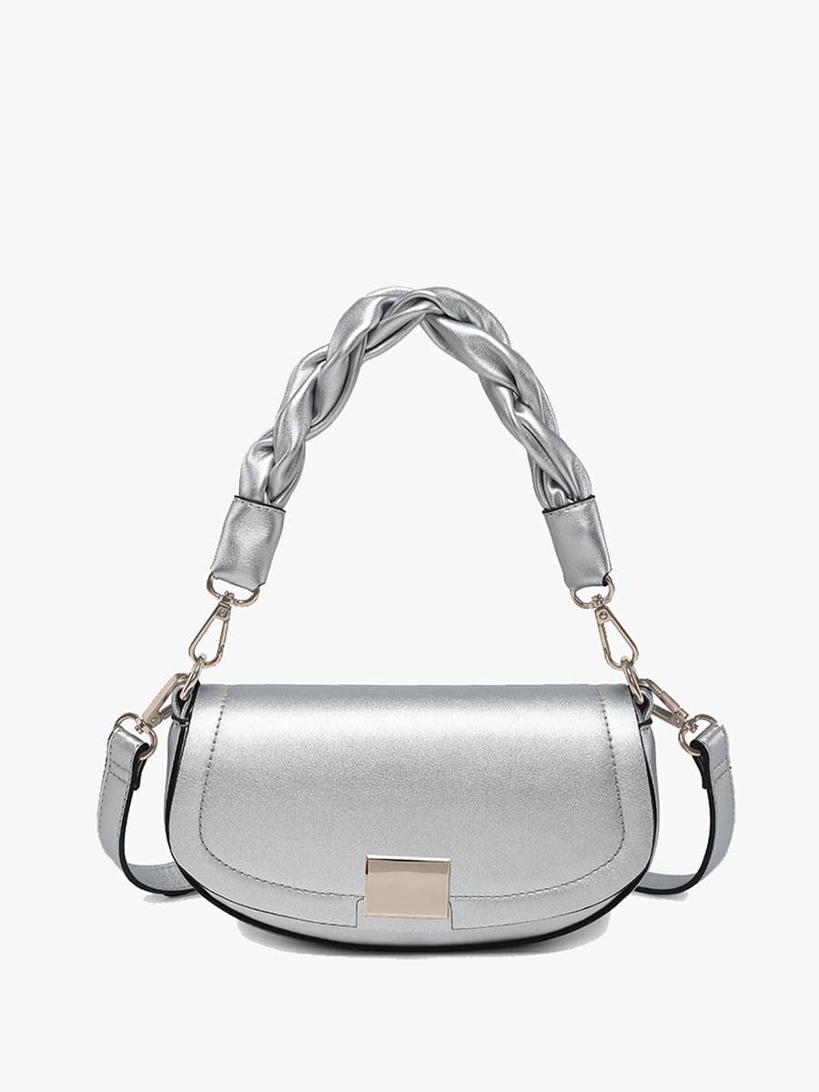 Flapover Crossbody w/ Woven Strap