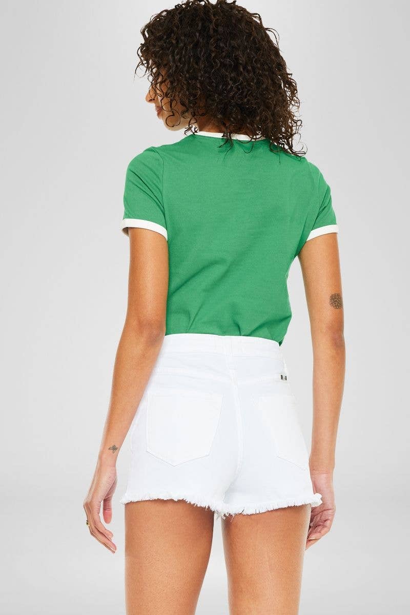 Kancan High Rise White Jean Shorts