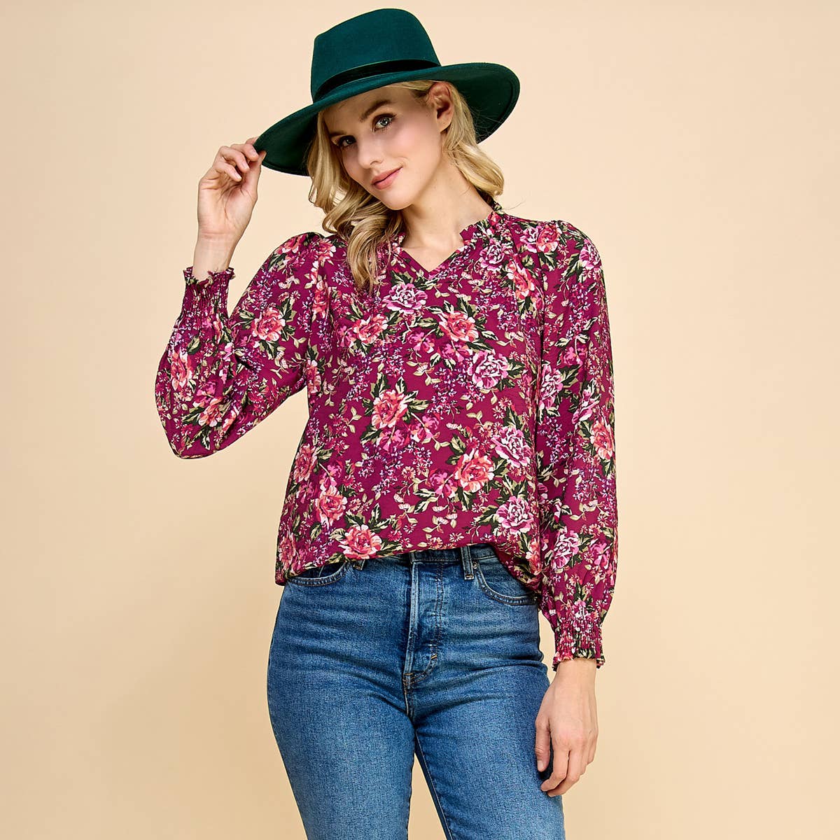 Ruffled Floral Printed Top