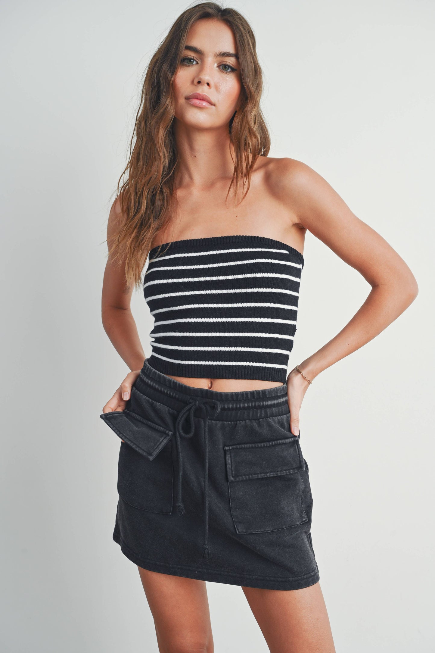 Striped Tube Top Sweater