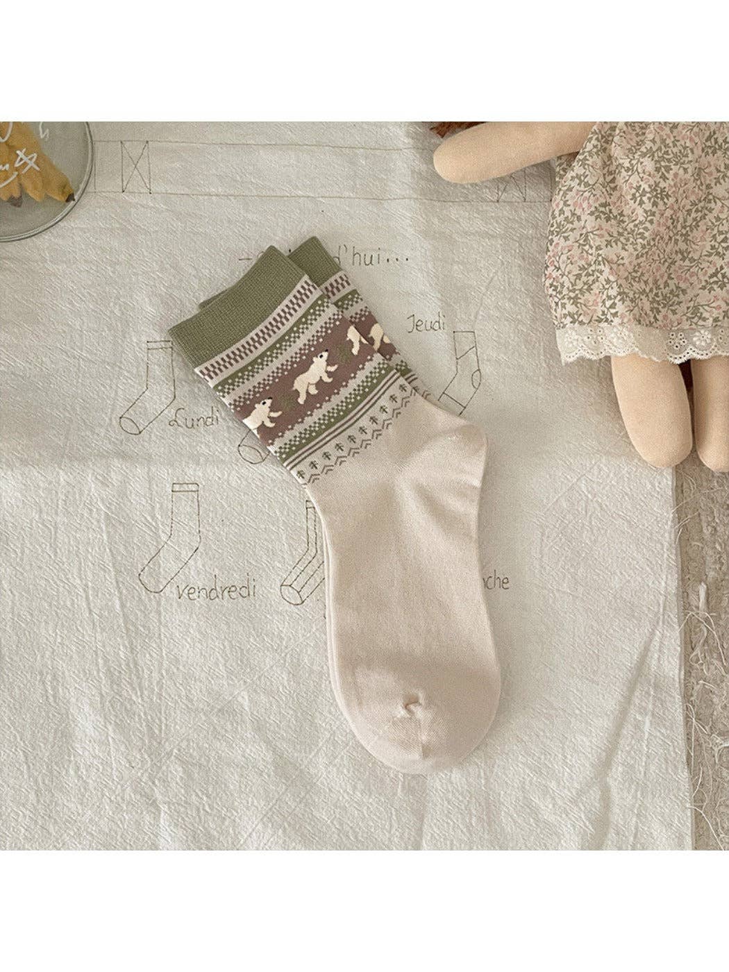 Animal Pattern Cute Pattern Mid-Calf Socks