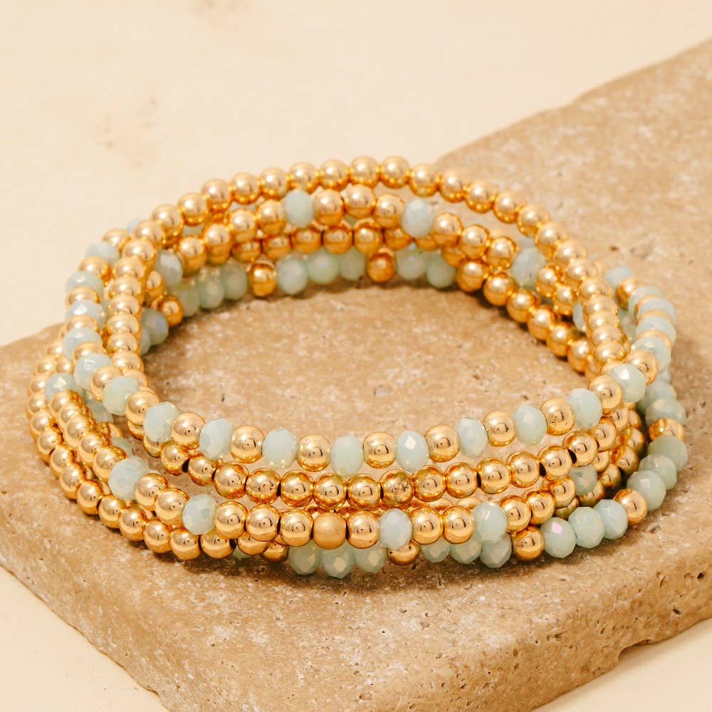 Metallic And Faceted Beaded Bracelet Set