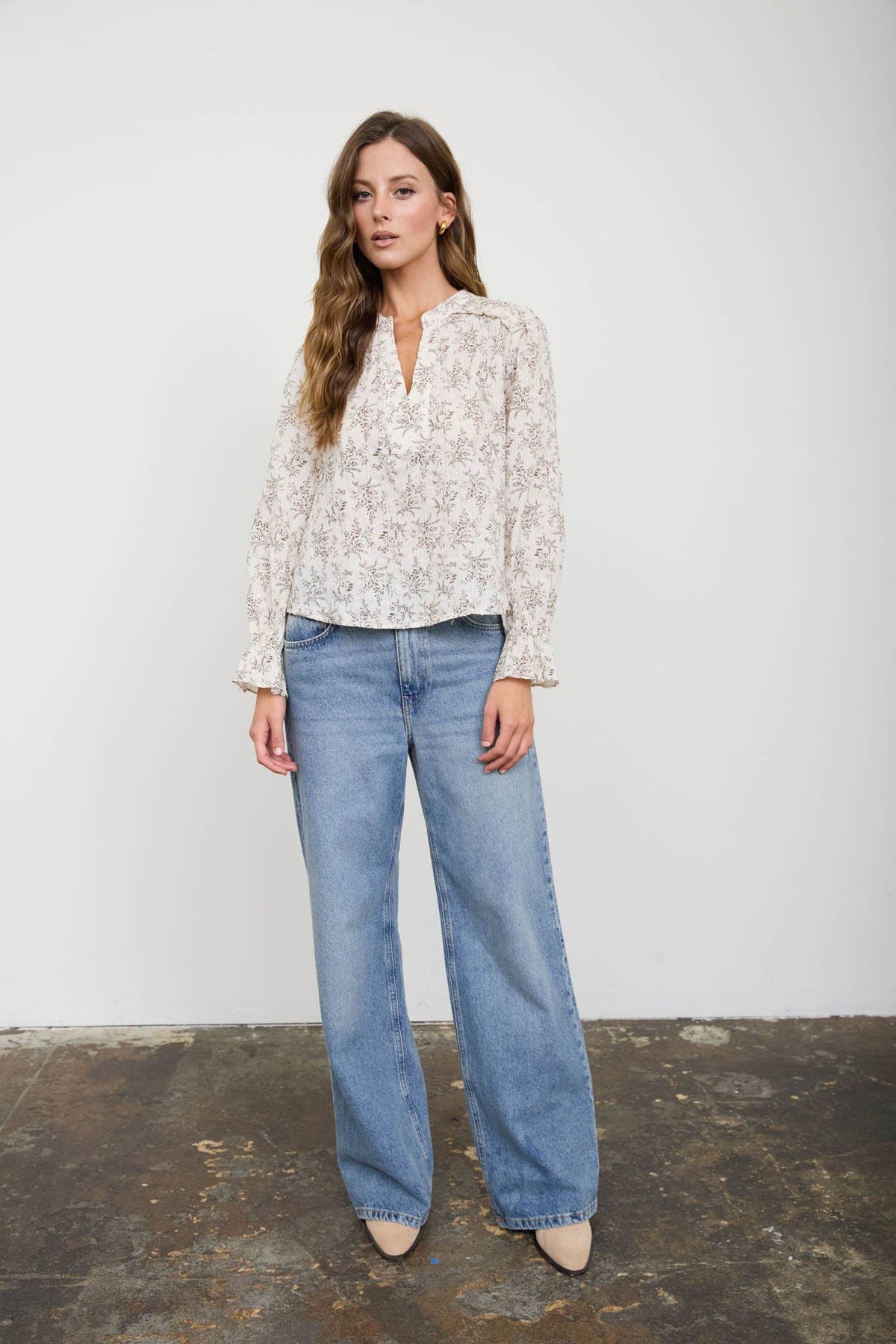Floral Leaf Print Blouse
