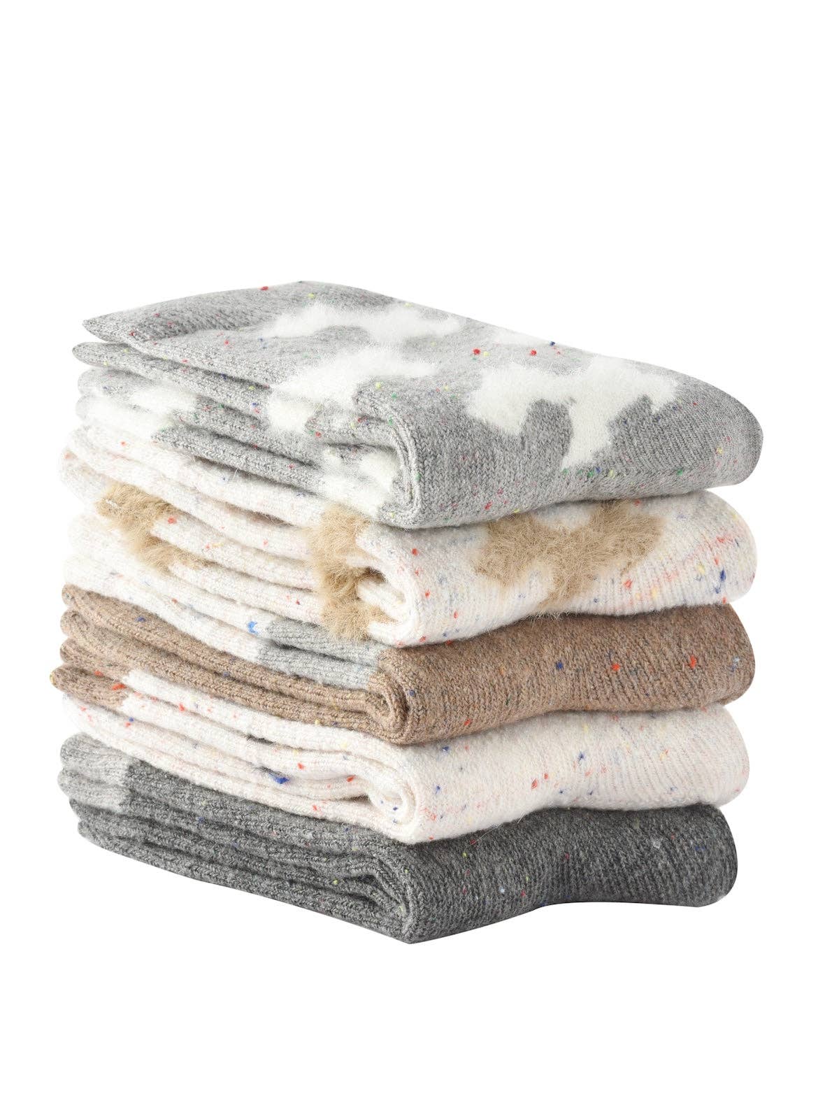 Gray and White Dog Pattern Thick Warm Socks