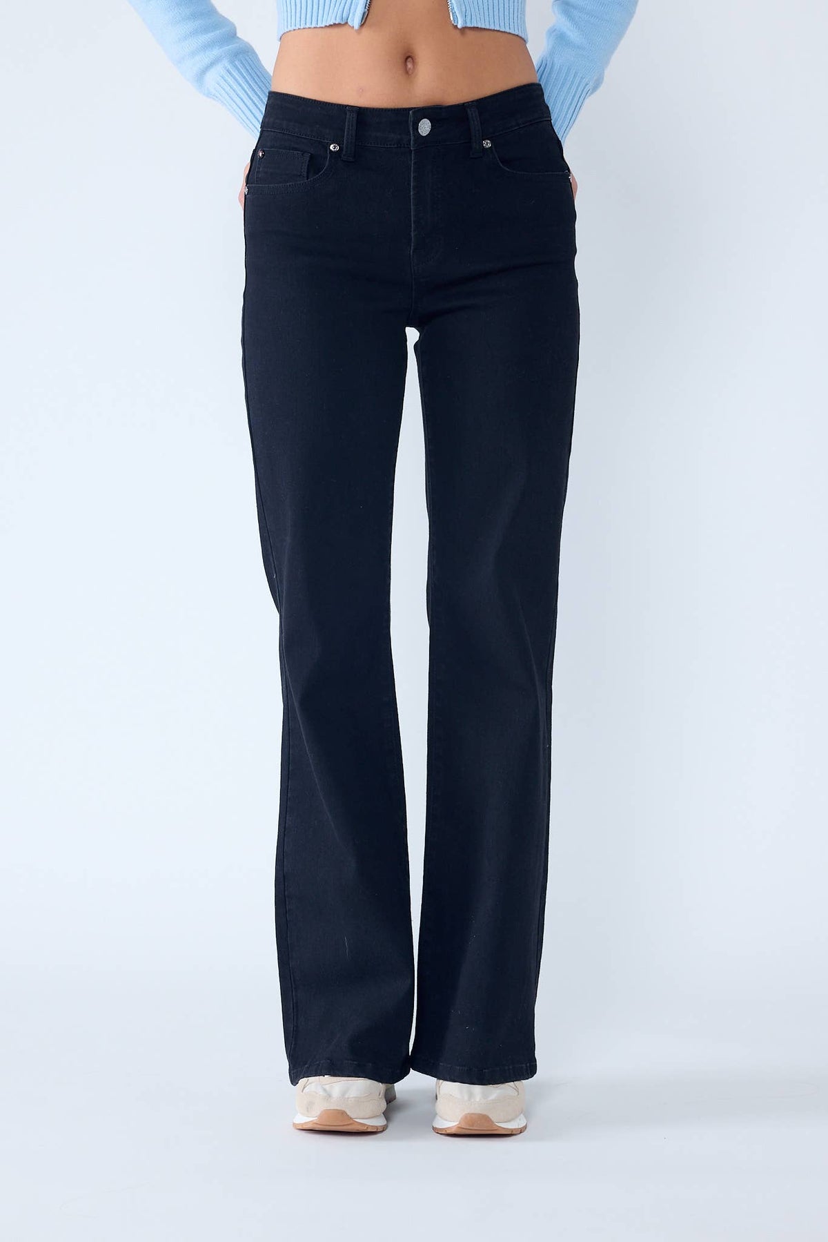 High Rise Wide Leg Black Denim Jeans