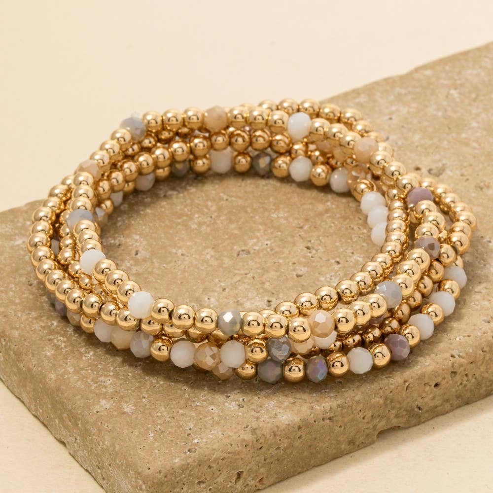 Metallic And Faceted Beaded Bracelet Set