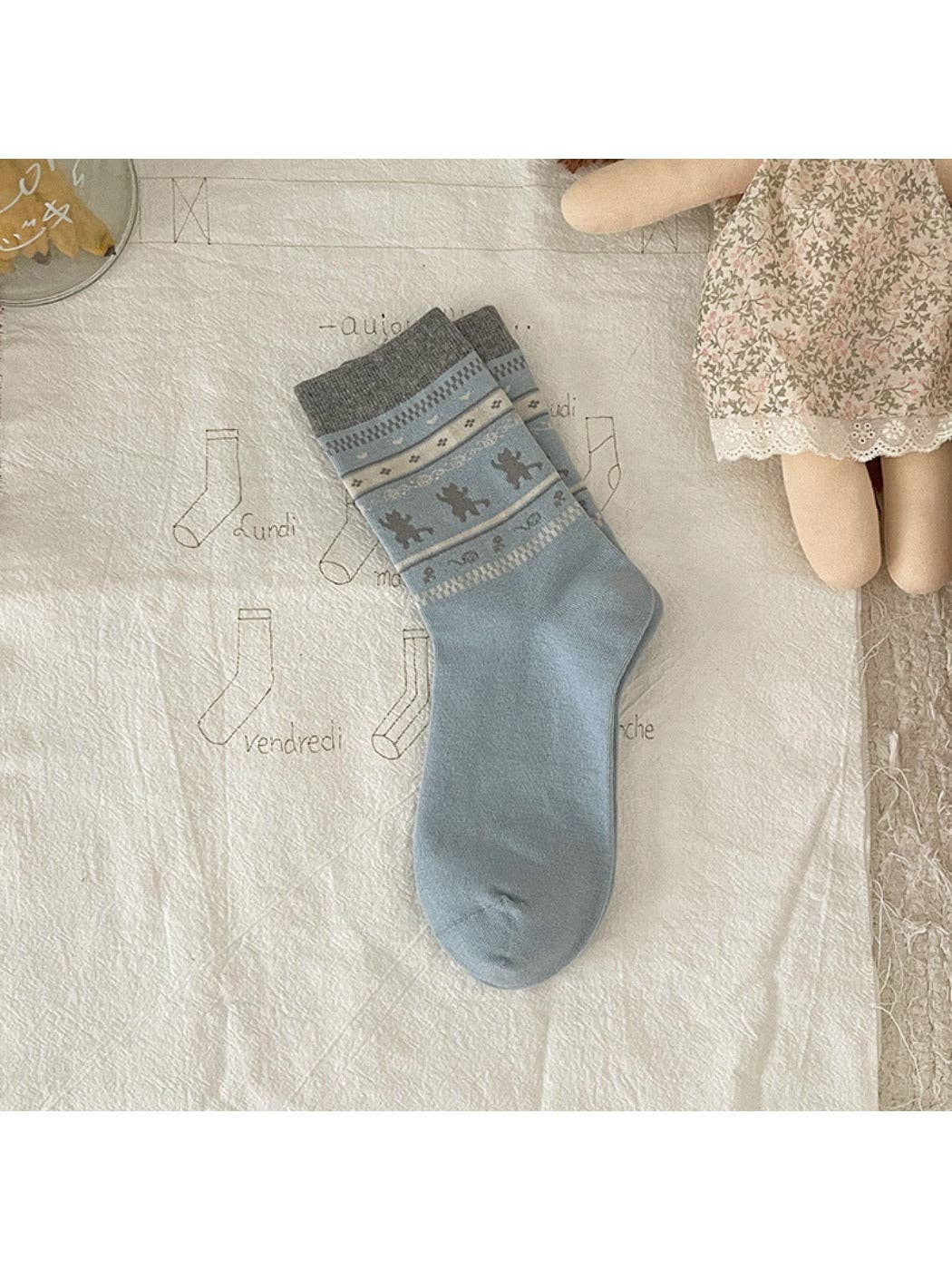 Animal Pattern Cute Pattern Mid-Calf Socks