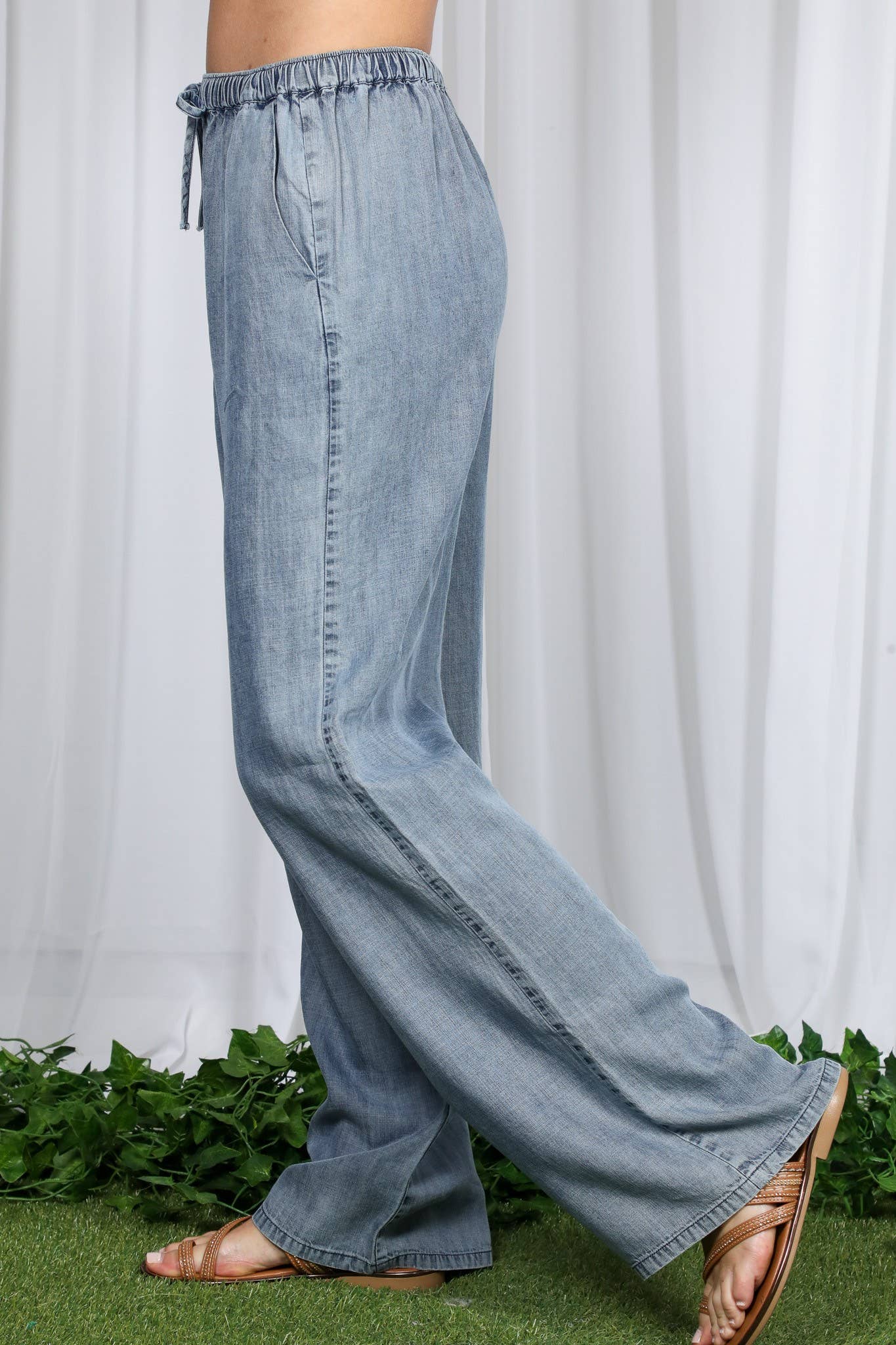 Chambray Washed Denim Pants