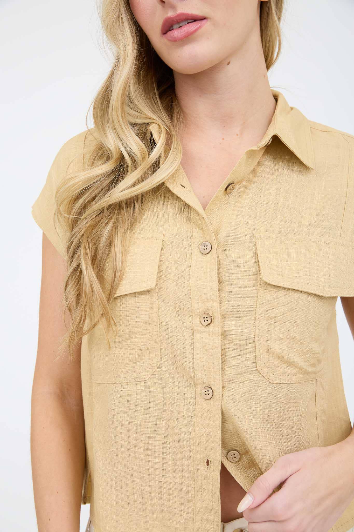 Short Sleeve Linen Button Down Shirt