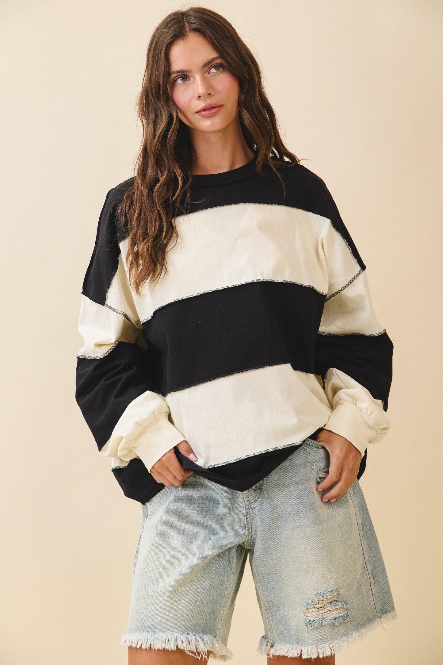 Oversized Color Block Pullover