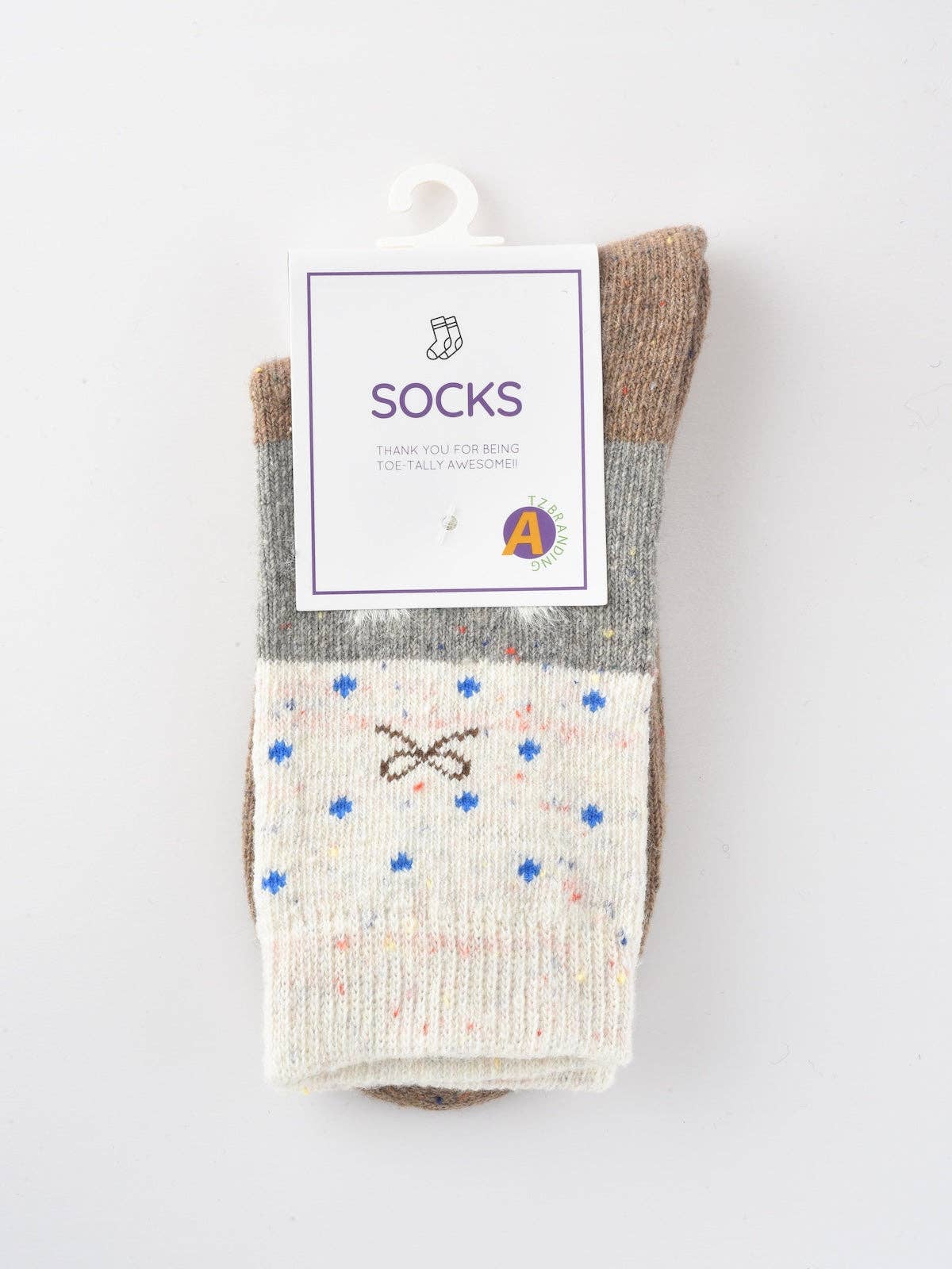 Gray and White Dog Pattern Thick Warm Socks