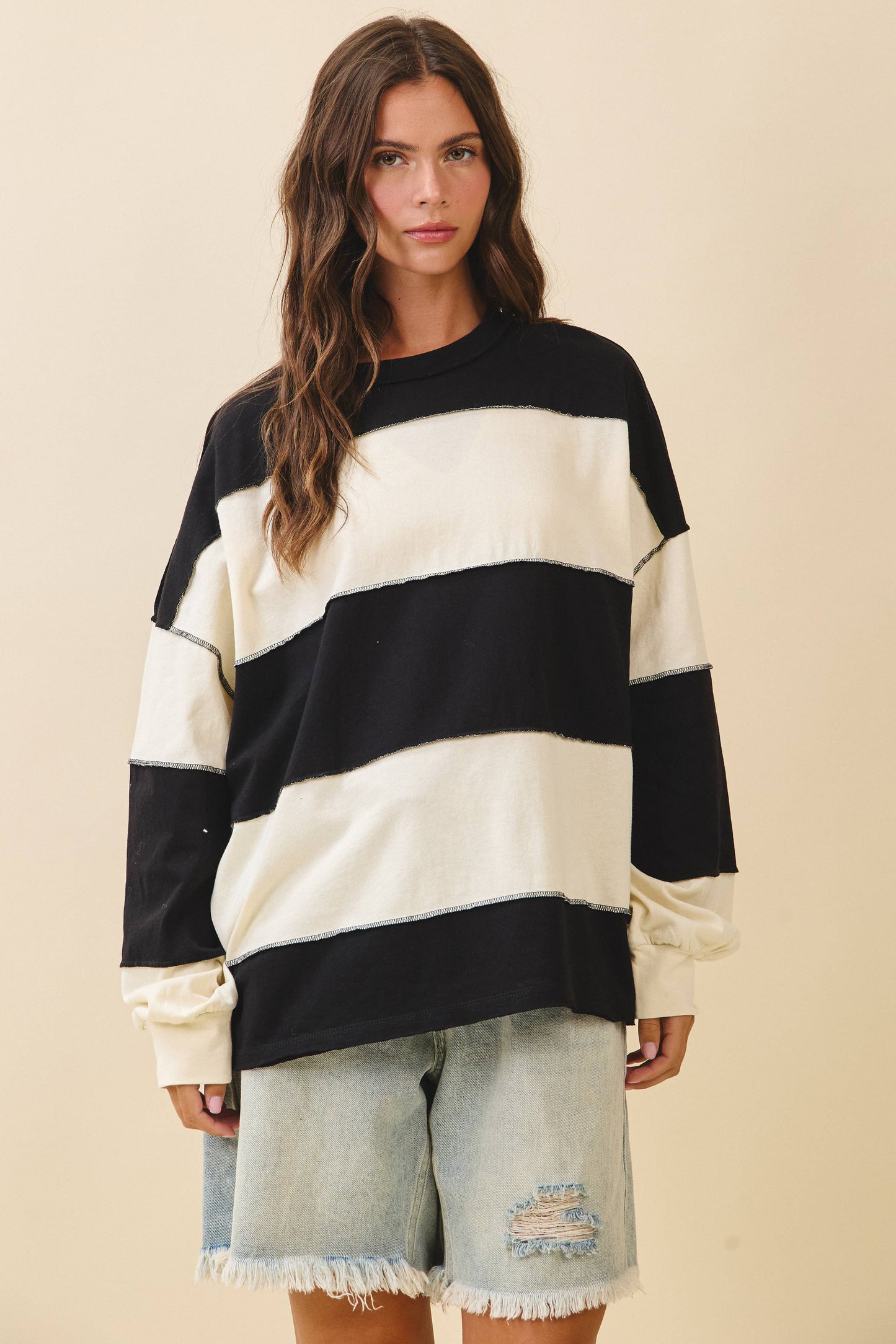 Oversized Color Block Pullover
