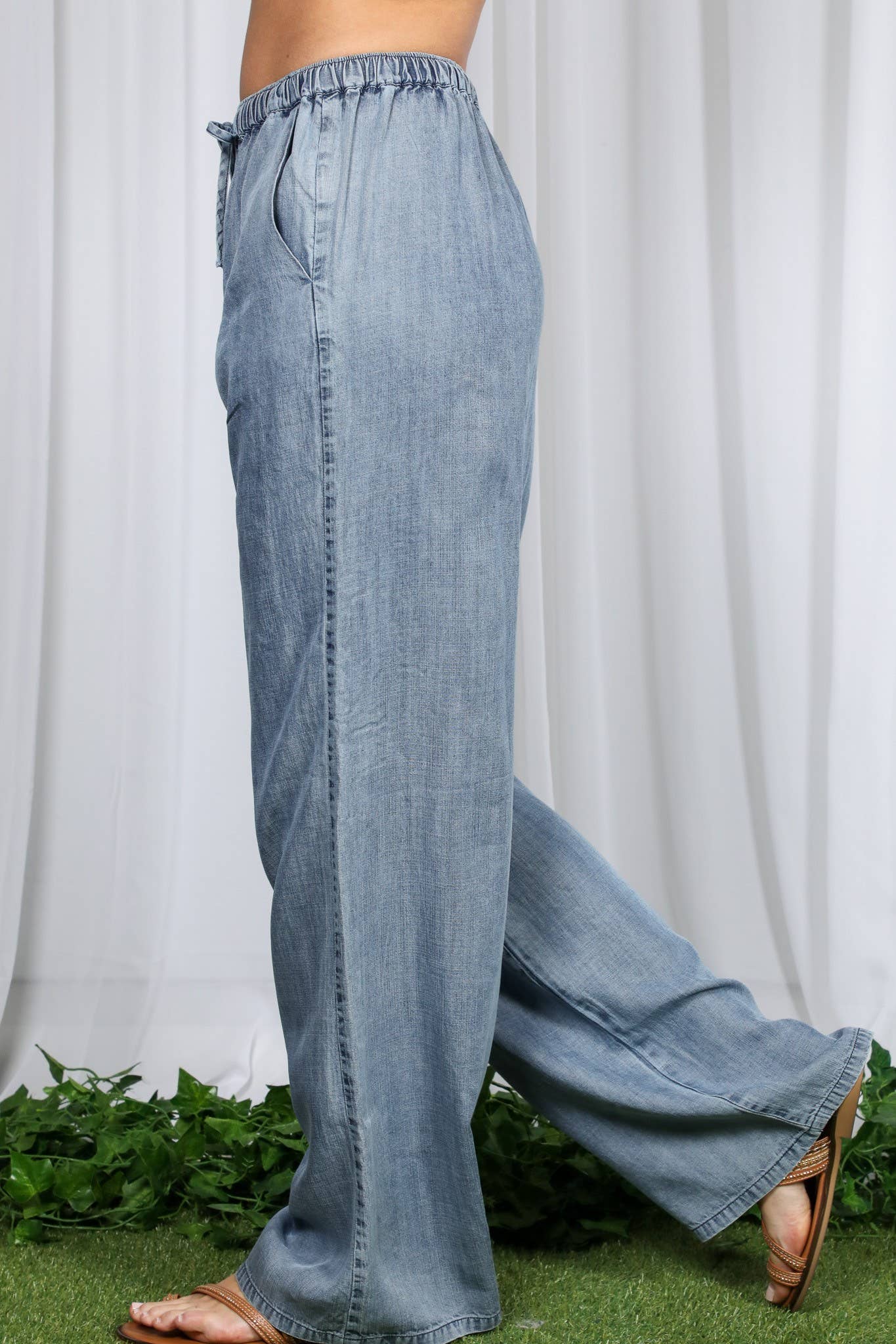 Chambray Washed Denim Pants