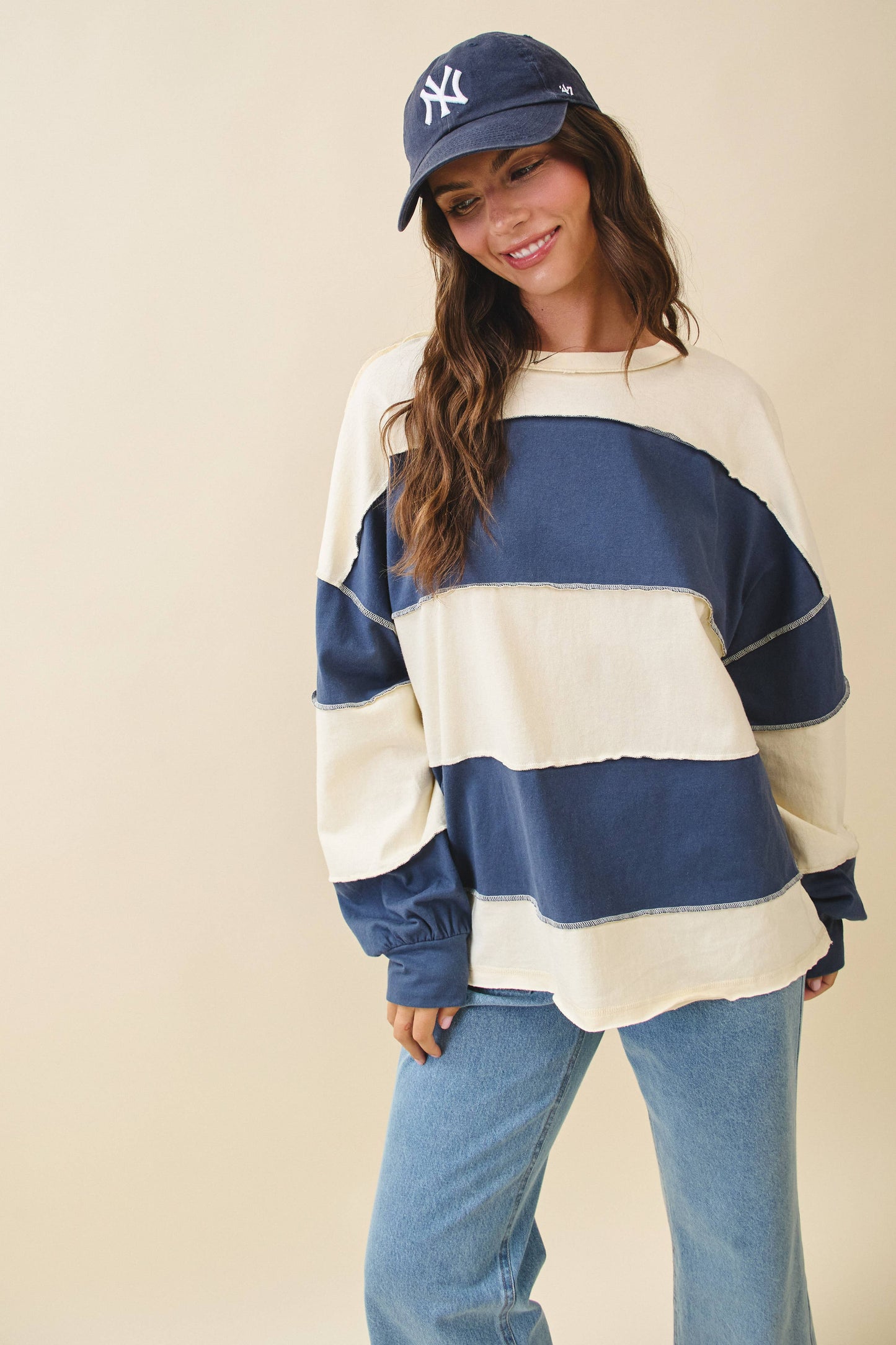 Oversized Color Block Pullover