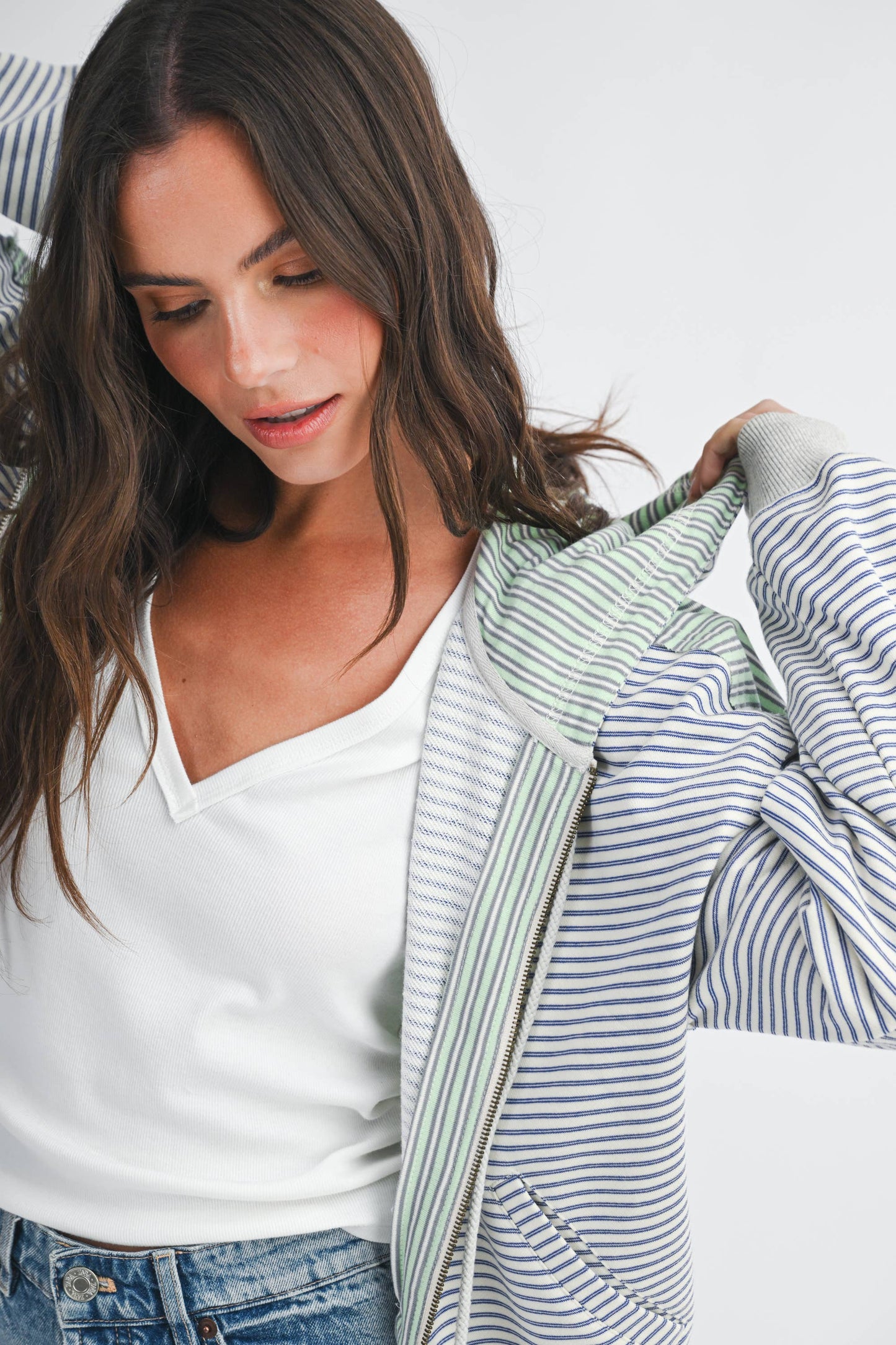 Striped Zip Hoodie