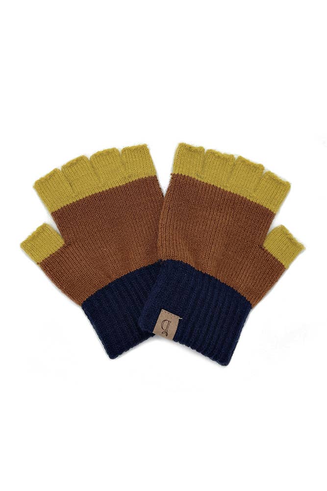 Color Block Fingerless Winter Gloves