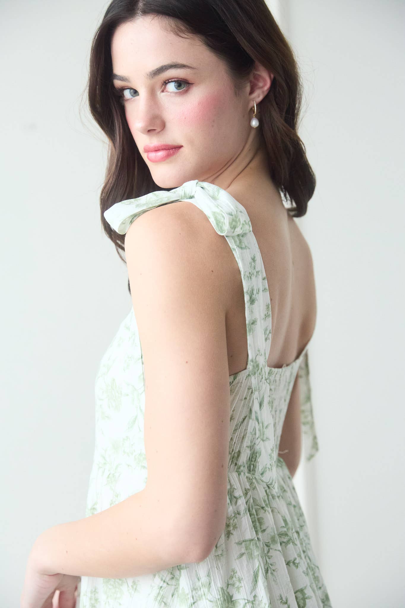 Floral Tie Strap Ruffle Midi Dress