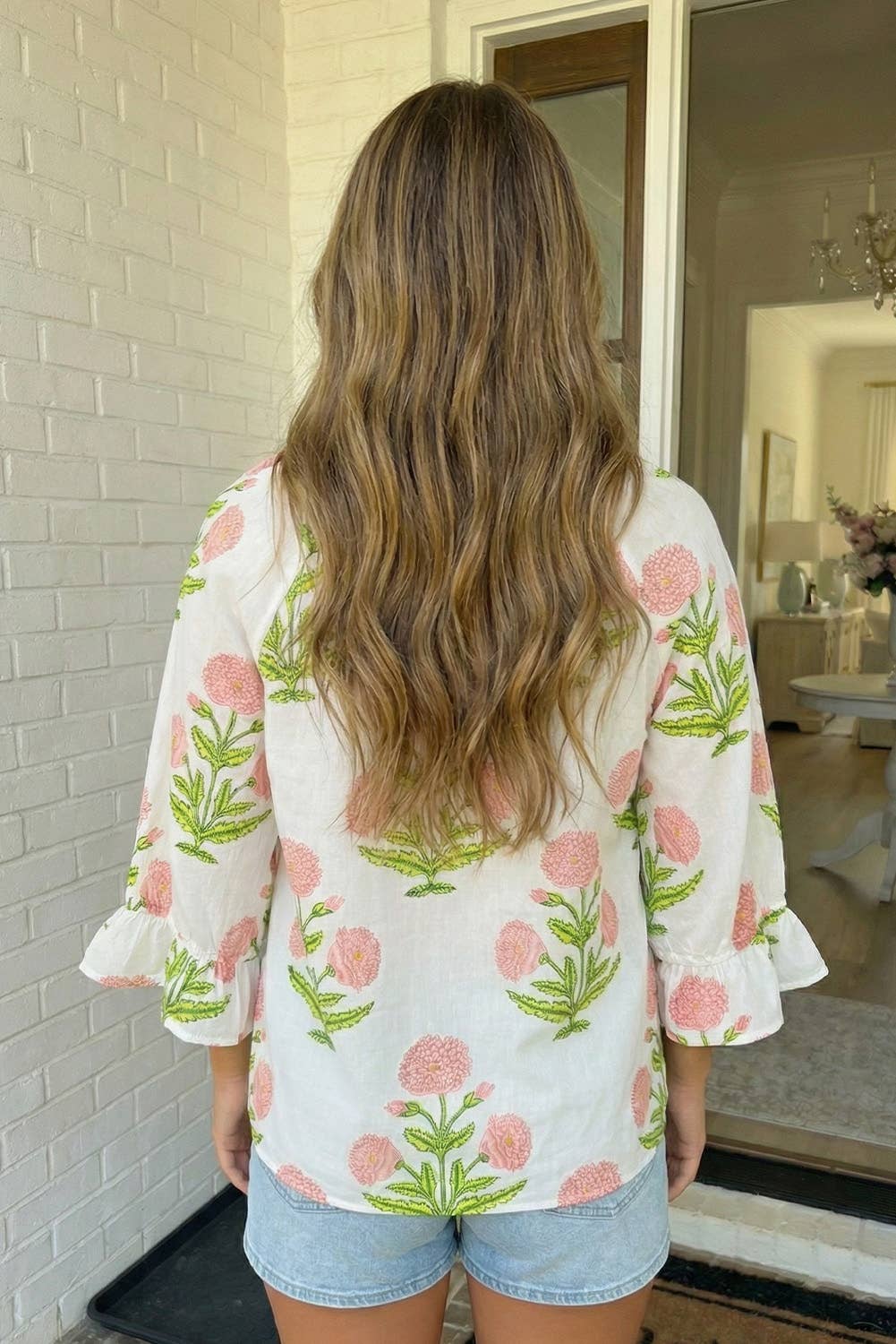 Wild Flor Print V Neck Blouse