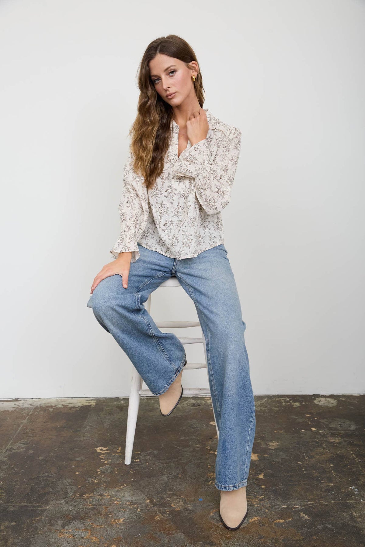 Floral Leaf Print Blouse