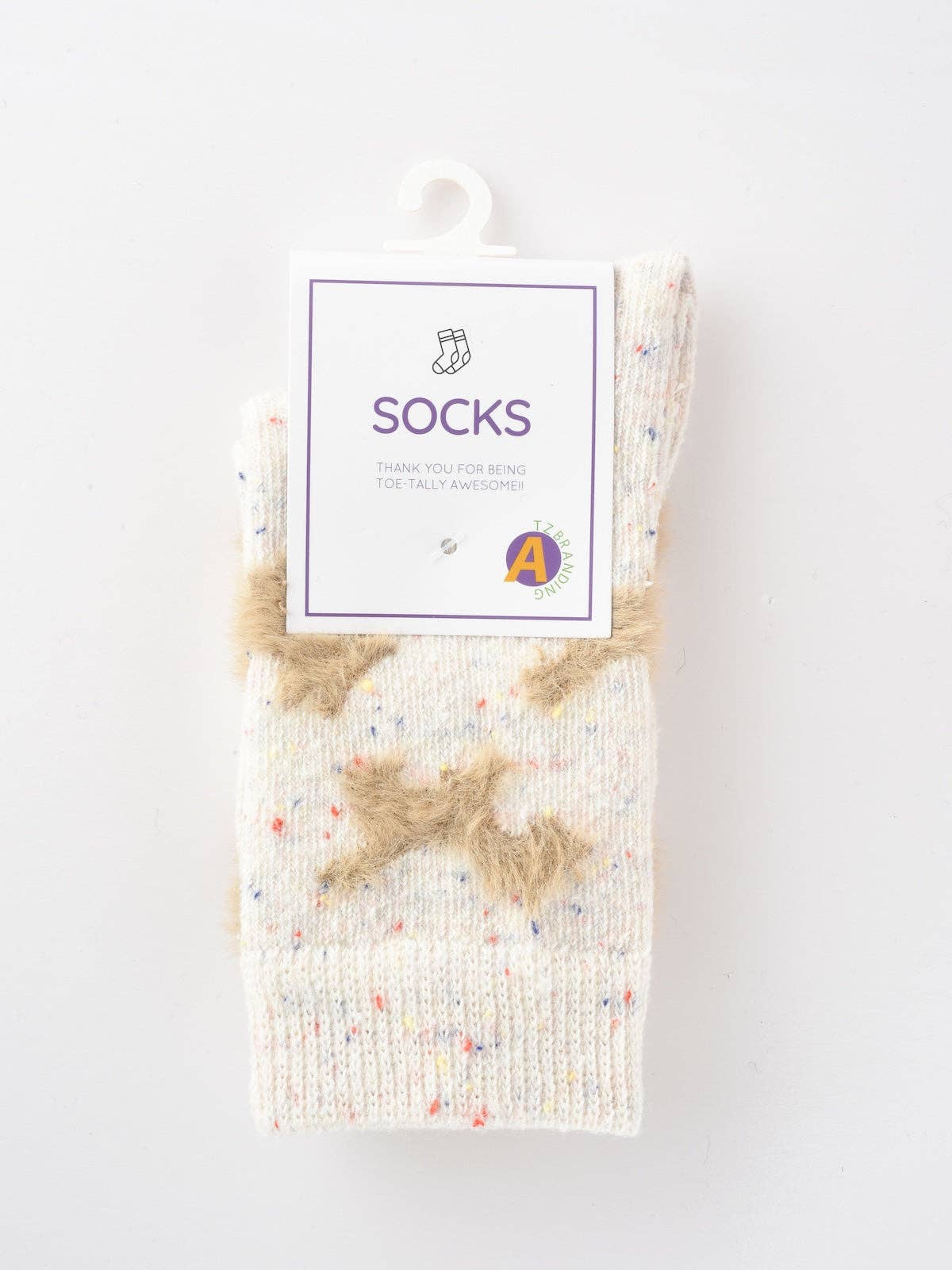 Gray and White Dog Pattern Thick Warm Socks