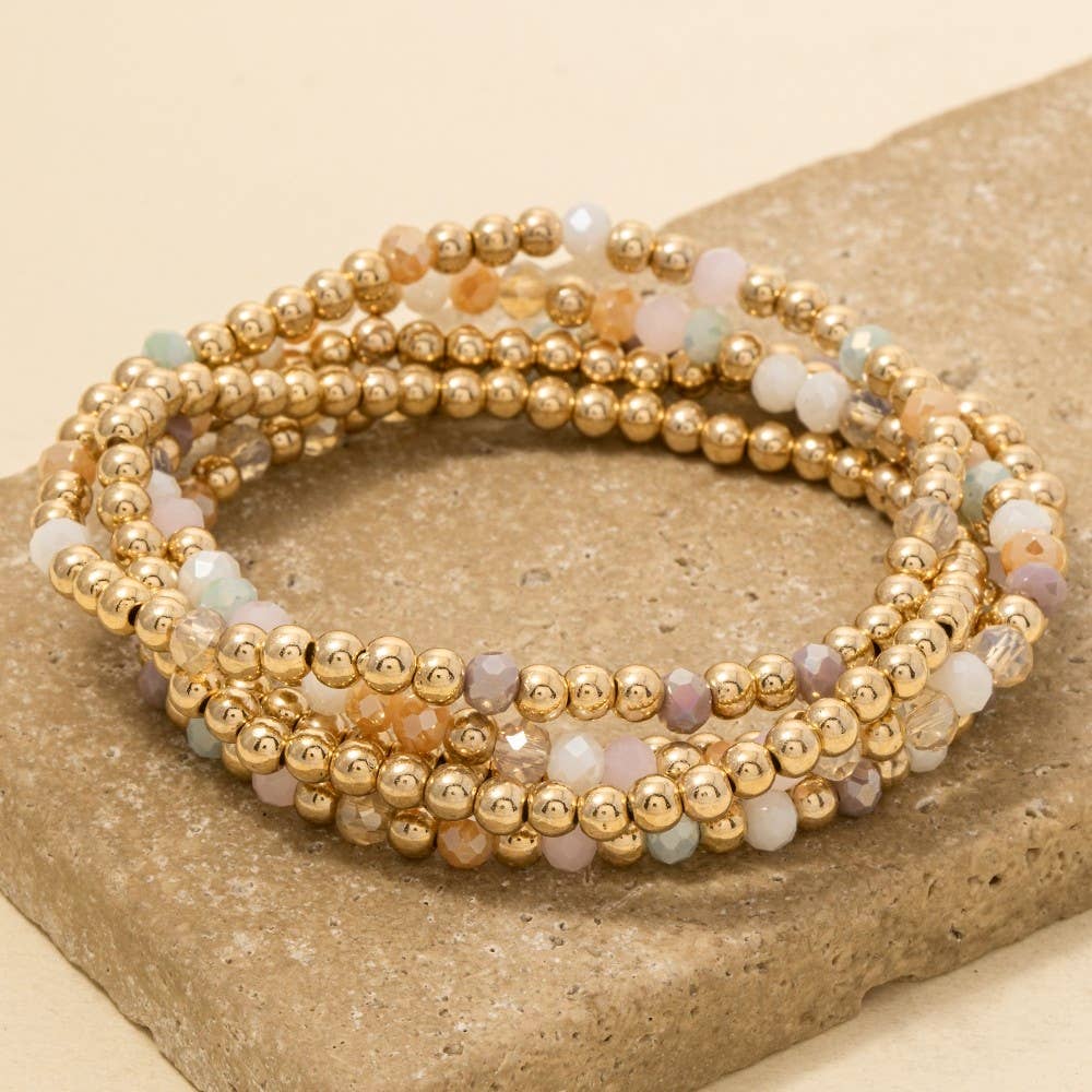 Metallic And Faceted Beaded Bracelet Set