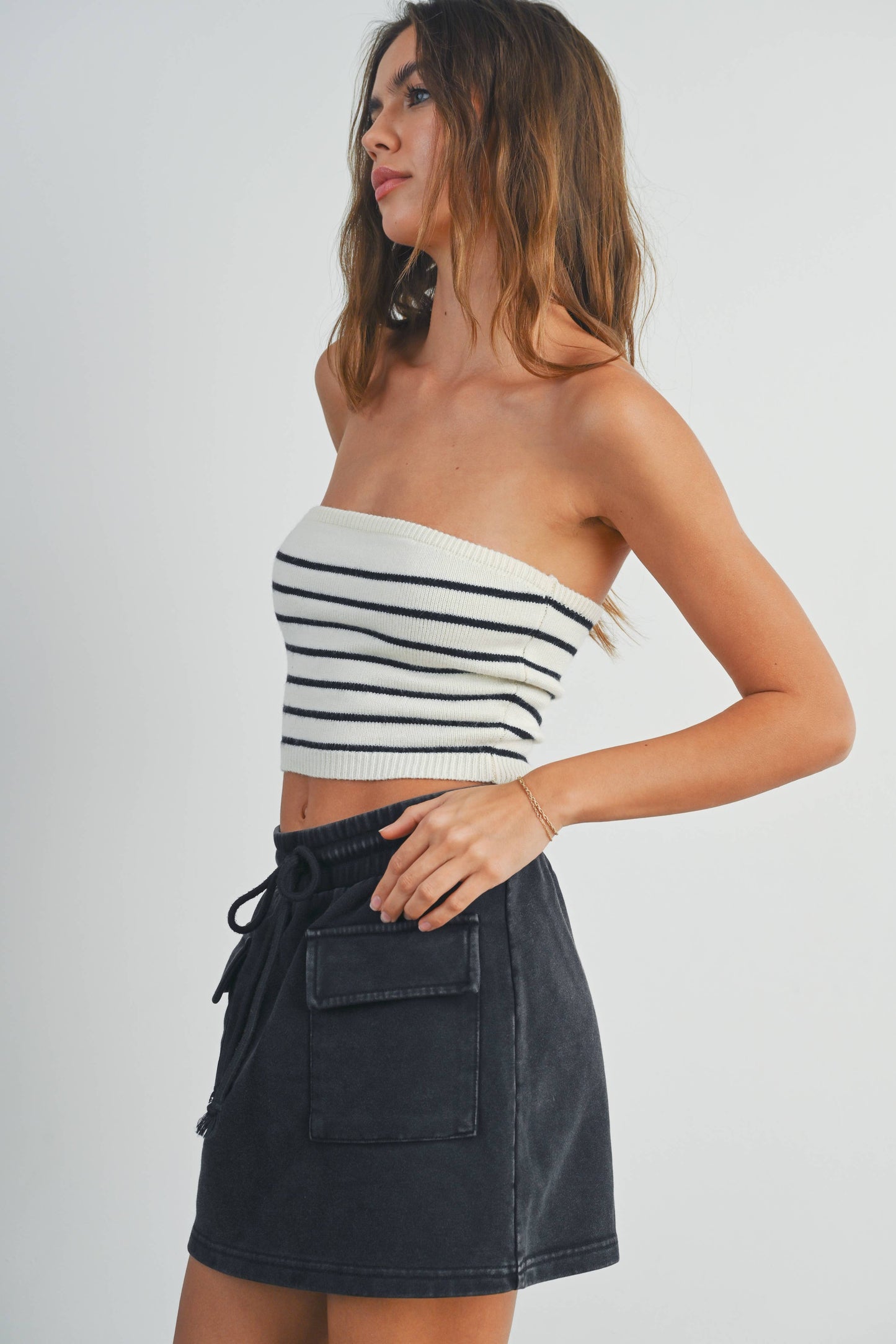 Striped Tube Top Sweater
