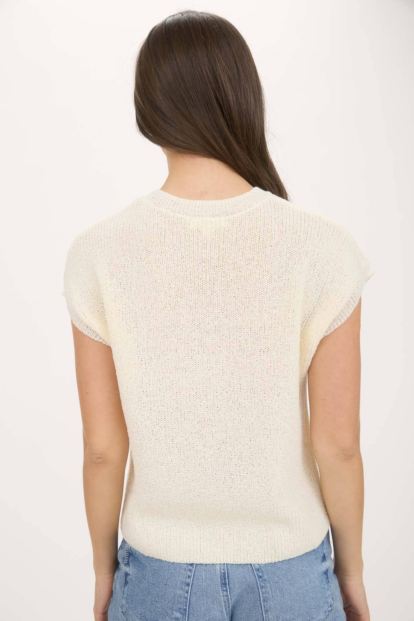 Crewneck Short Sleeve Batwing Sweater With Pocket