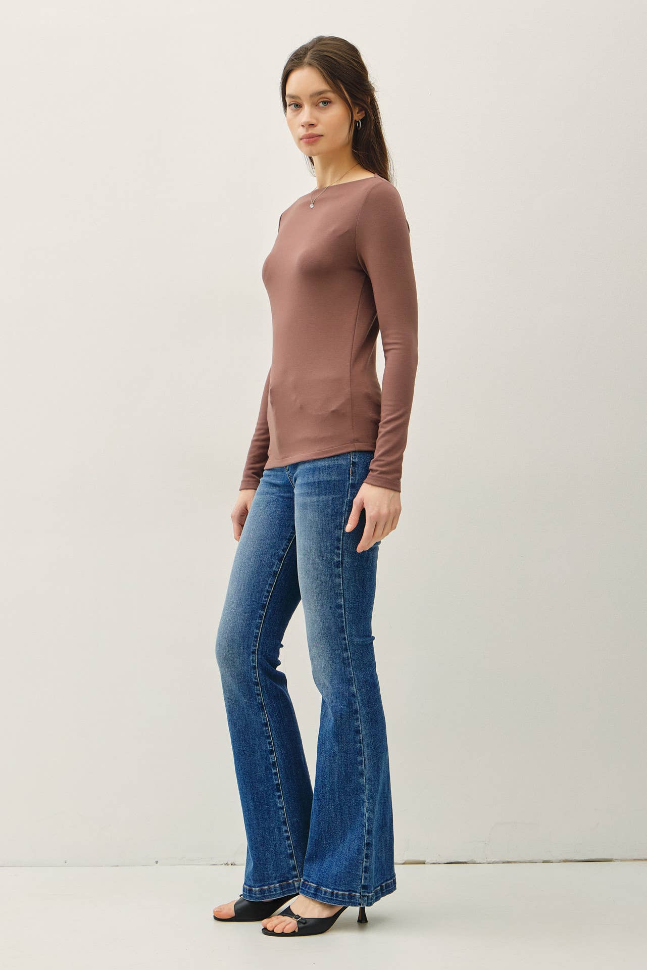 Basic Boat Neck Long Sleeved Top