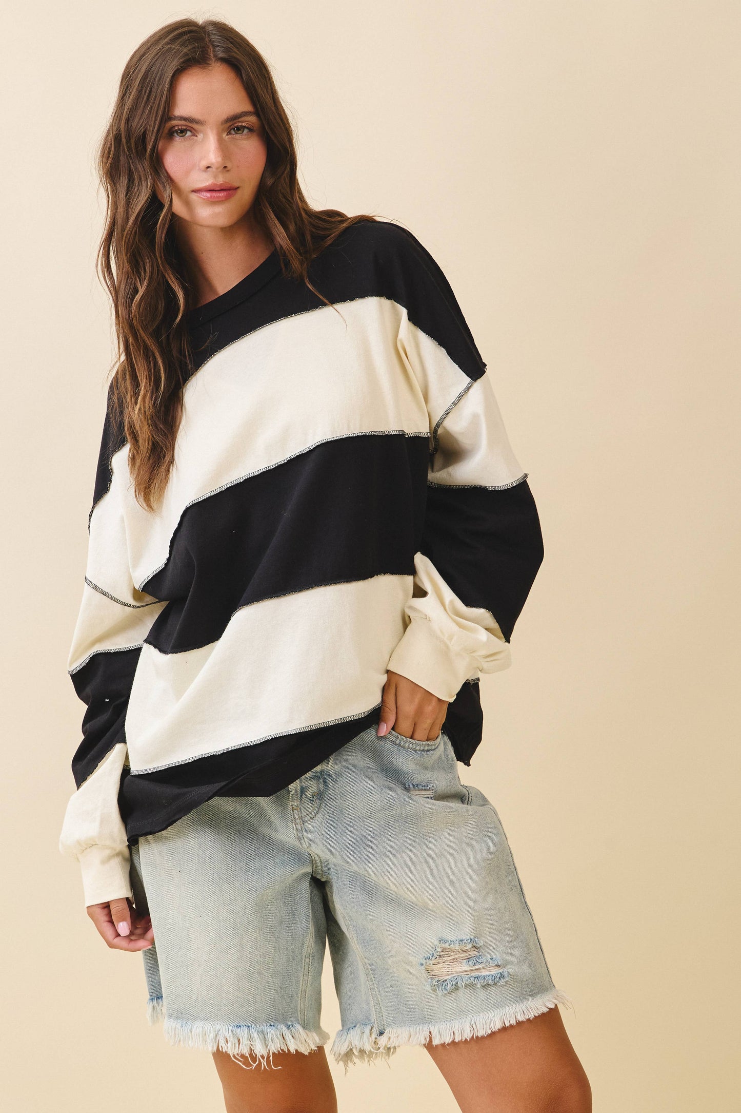 Oversized Color Block Pullover