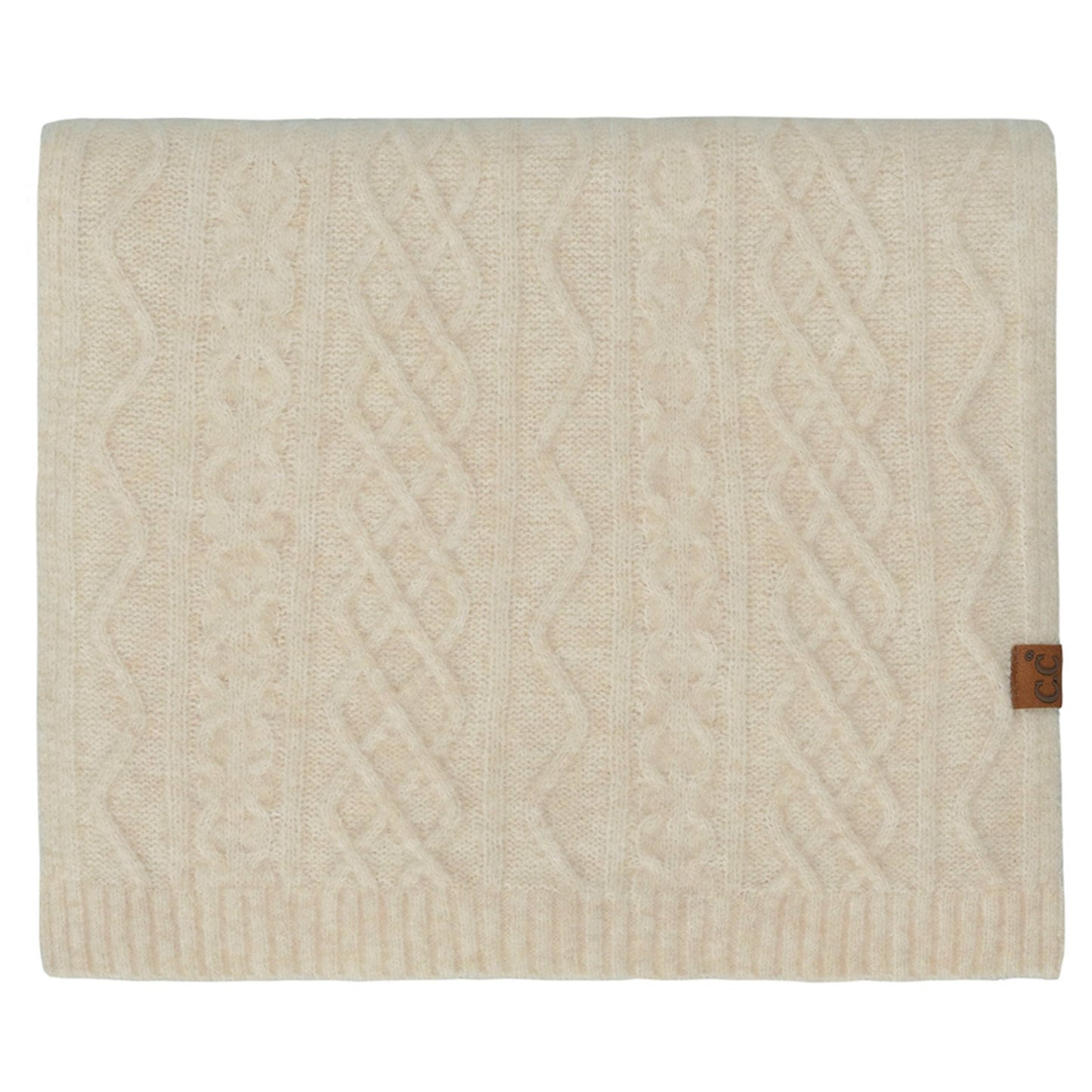 C.C Solid Cable Knit Winter Oblong Scarf